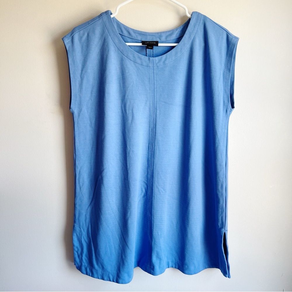 J Jill Wearever Collection Blue Cap Sleeve Ponte Blouse